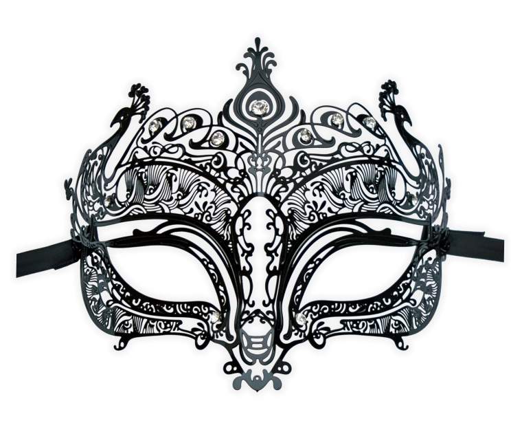 Black Venetian Mask Metal Burlesque 'Peacock Theme' : mask-shop.com